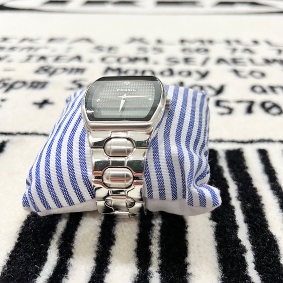 Vintage Fossil Arkitekt Carbon Fiber Pattern Dial Diamond Accent Watch - Picture 4 of 7